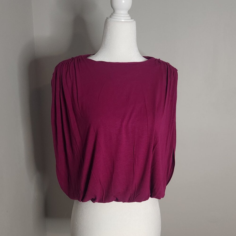 Express - Skimming Linen-Blend Ruched Shoulder Bubble Tank - Size XS NWT